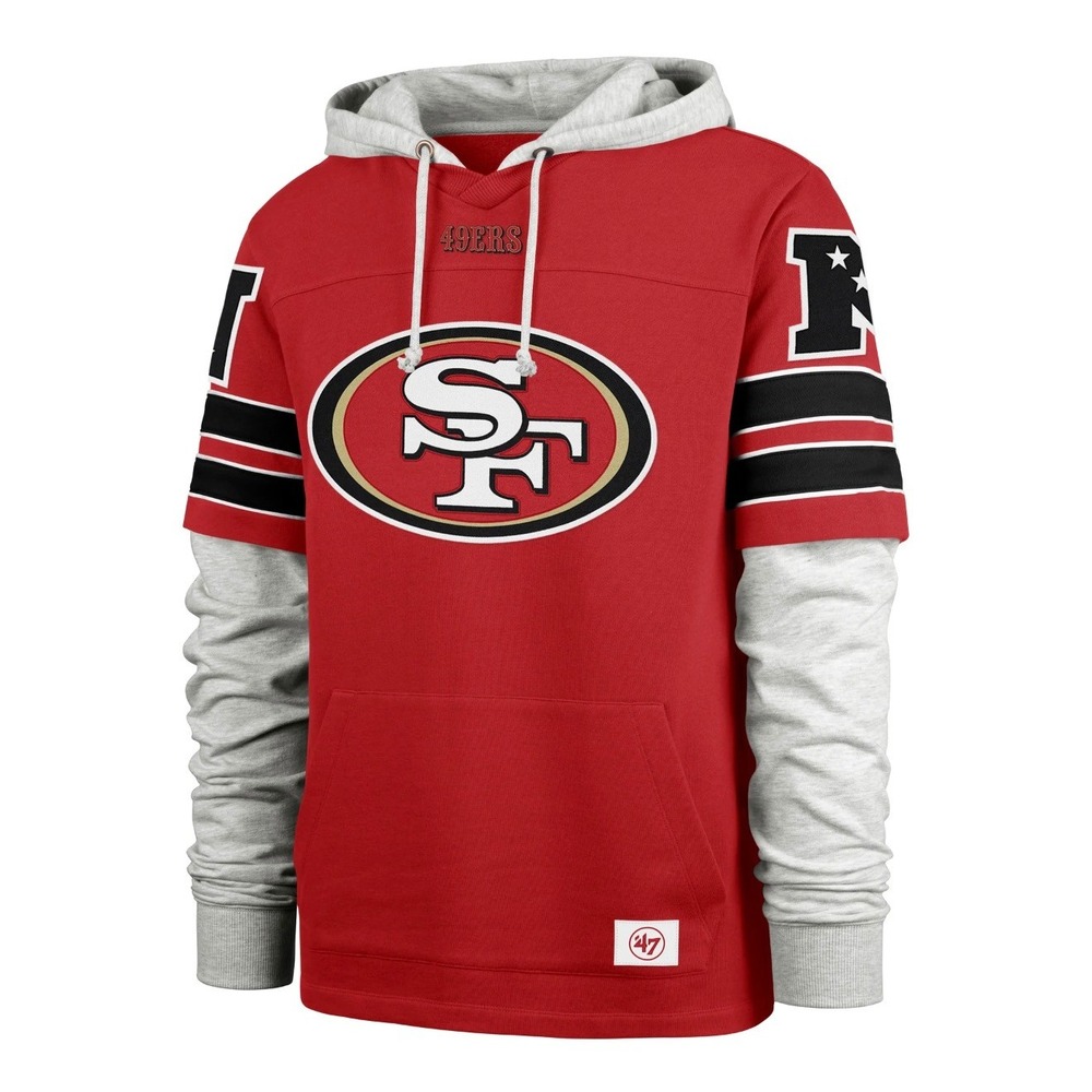 San Francisco 49ers 47 Brand Gridiron Cornerback Lacer Hoodie Red Mens XL New